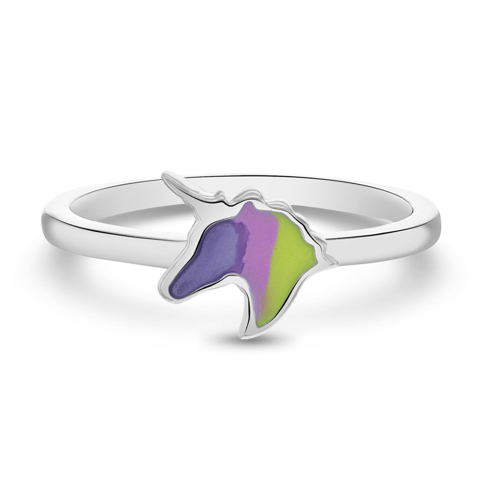 Neon Unicorn Size 3-5 Baby / Toddler / Kids Ring Enamel - Sterling Silver