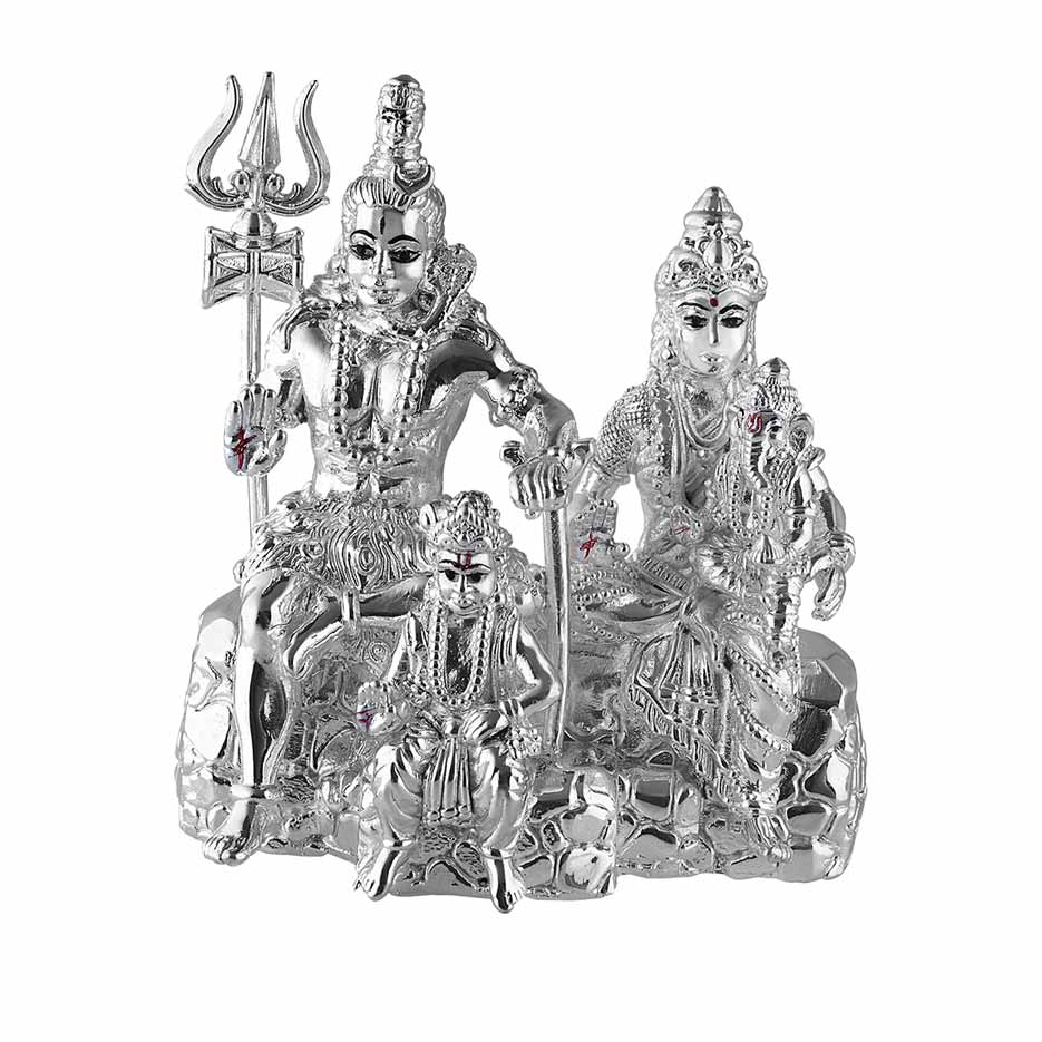 Silver Shiv Parivar ( Lord Shiva Maa Parvati Ganesh Ji Kartikeya) Murti