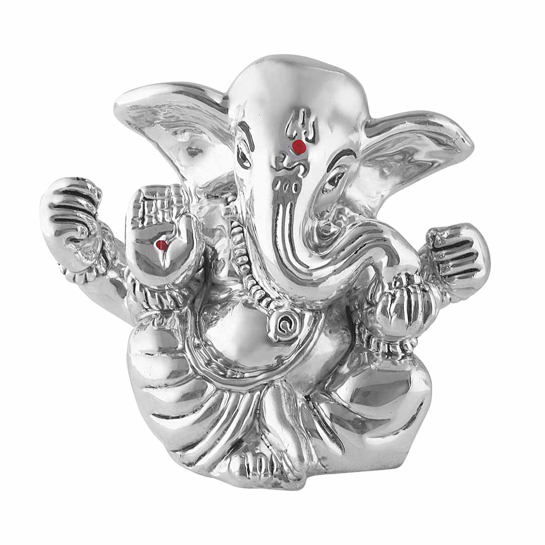 Pure Silver 990 Big Ear Red Tikka Ganesh Idol