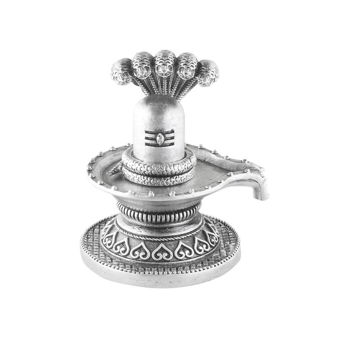 Silver Shivling for Car Dashboard, Home & Office Use Made in Pure 925 Solid Chandi Metal Idol of Shivalingam Detachable Snake.