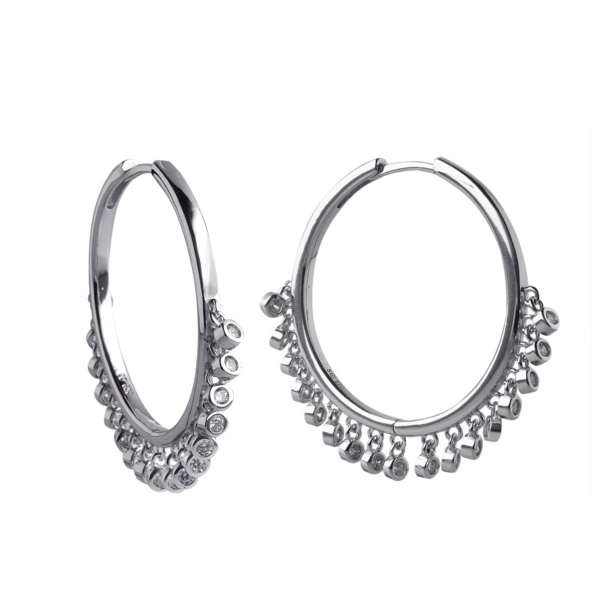 LustreCo 92.5 Pure Silver Earrings Bali with Small Round Dangling CZ For Women, Girls