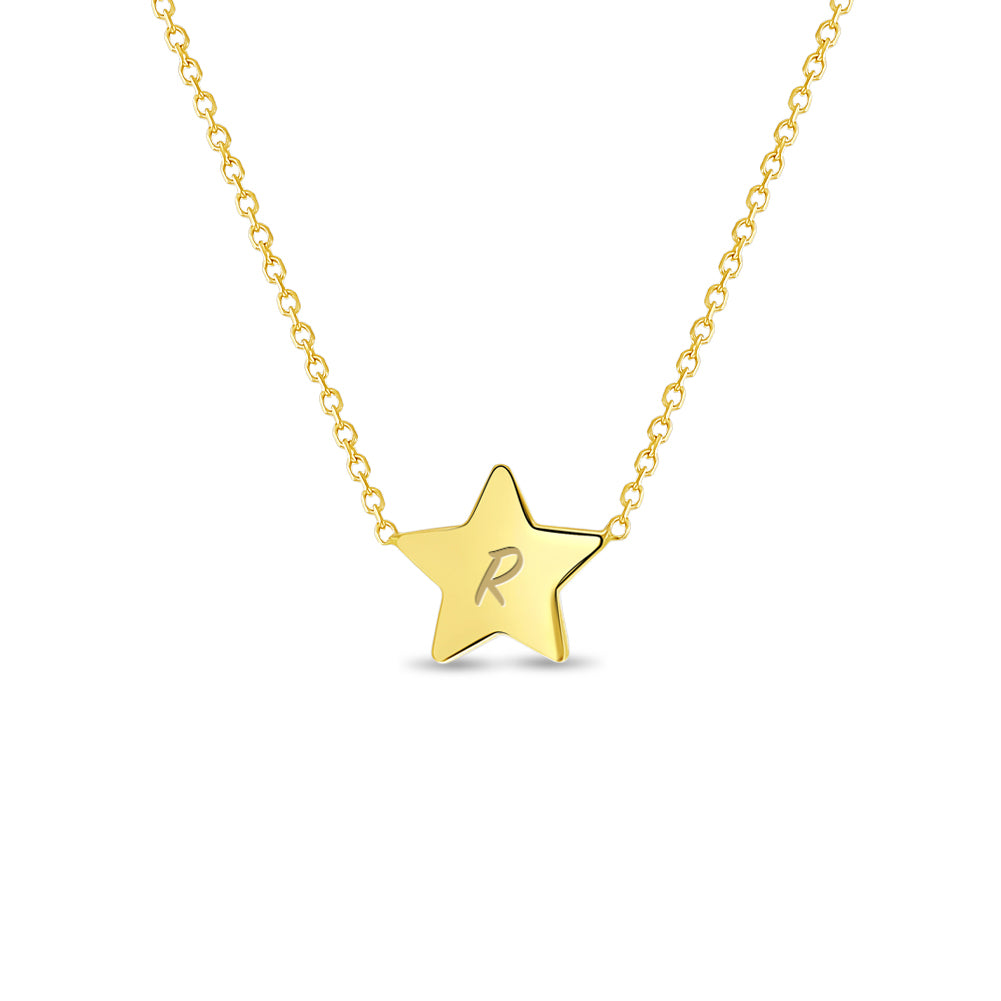 14k Gold Classic Engravable Polished Star 16