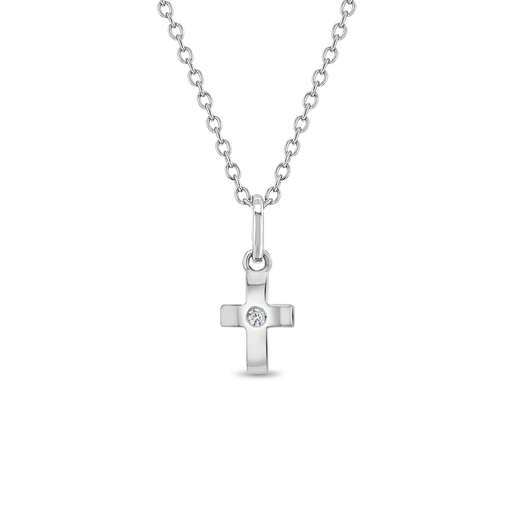 Dazzling CZ Cross  Kids / Children's / Girls Pendant/Necklace - Sterling Silver