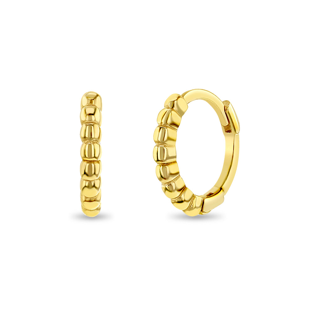 14k Gold Beaded Hoop Women's Earrings 8mm