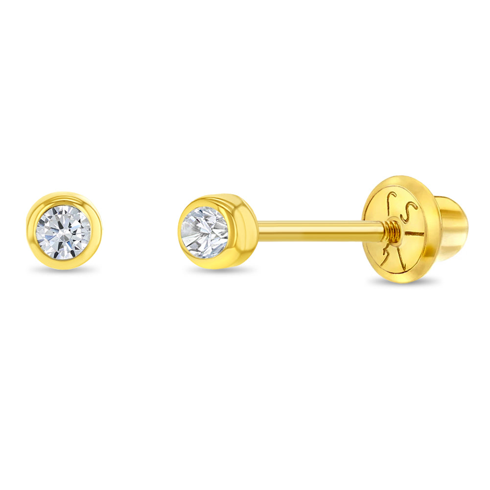 14k Gold Bezel Set Diamond Women's Earrings
