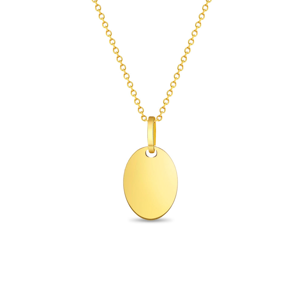 14k Gold Oval Engravable Women's Pendant/Necklace 16