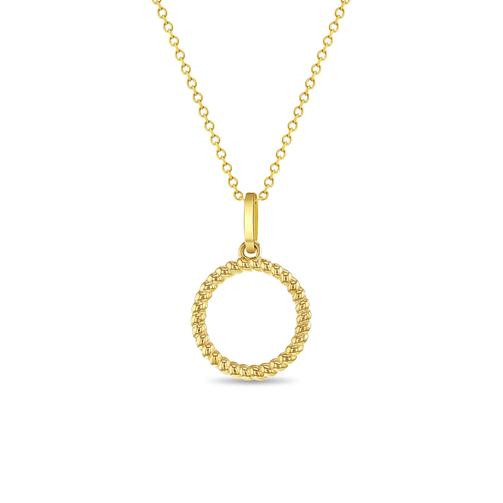 14k Gold Twisted Open Circle Women's Pendant/Necklace 16