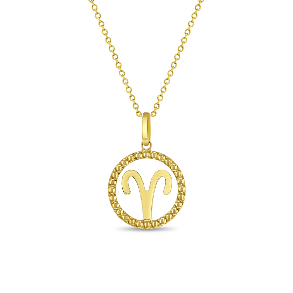 14k Gold Zodiac Coin Aries Kids / Children's / Girls Pendant/Necklace