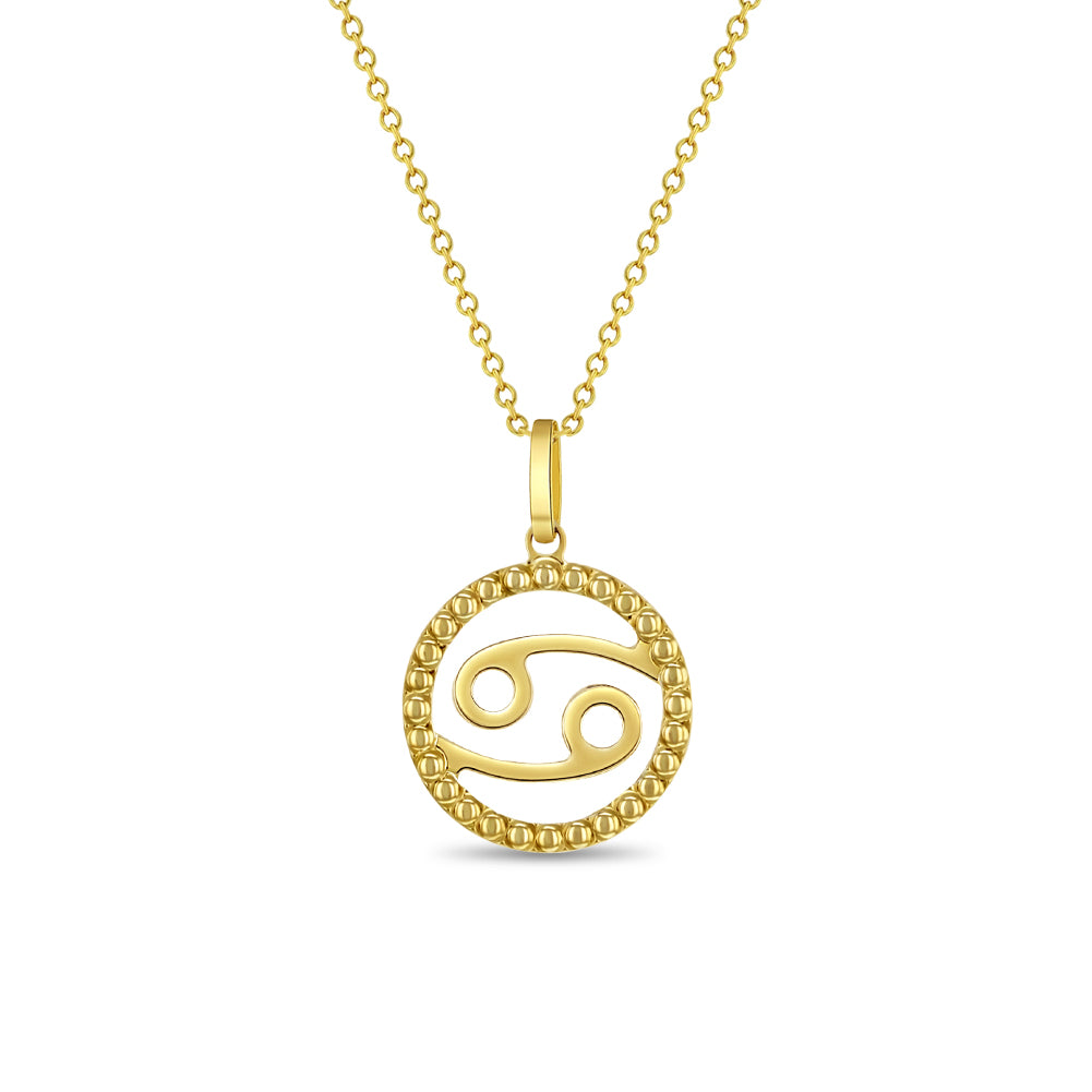 14k Gold Zodiac Coin Cancer Kids / Children's / Girls Pendant/Necklace