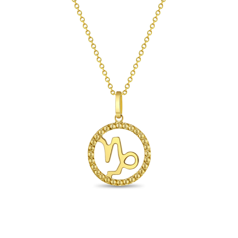14k Gold Zodiac Coin Capricorn Kids / Children's / Girls Pendant/Necklace