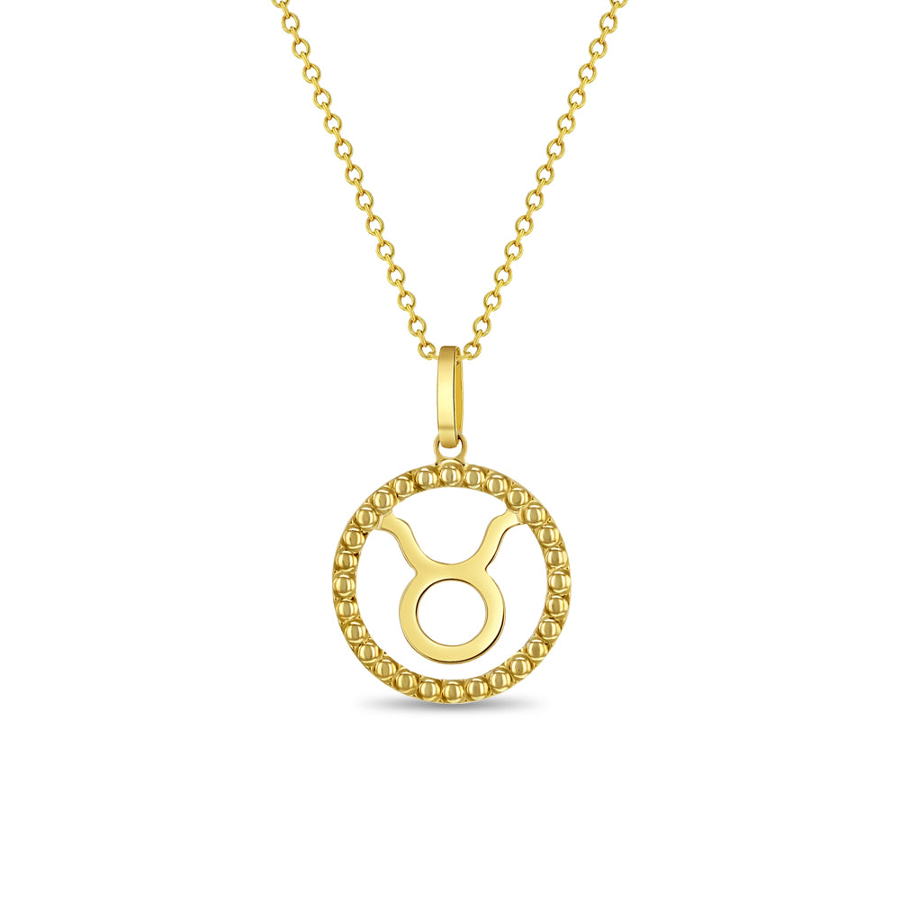 14k Gold Zodiac Coin Taurus Kids / Children's / Girls Pendant/Necklace